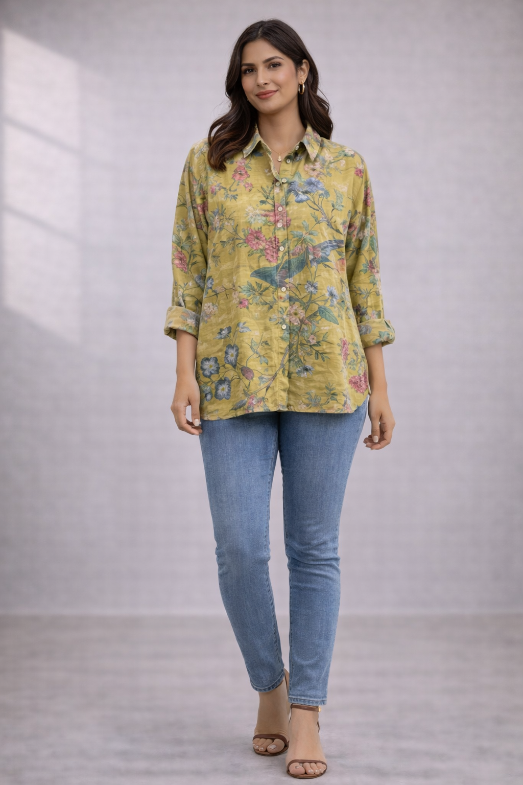 Catalina | Camisa de Lino Estampada