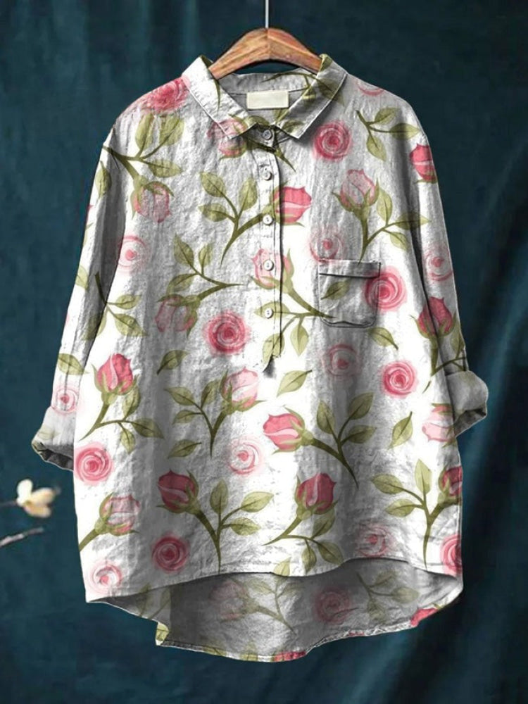Catalina | Camisa de Lino Estampada
