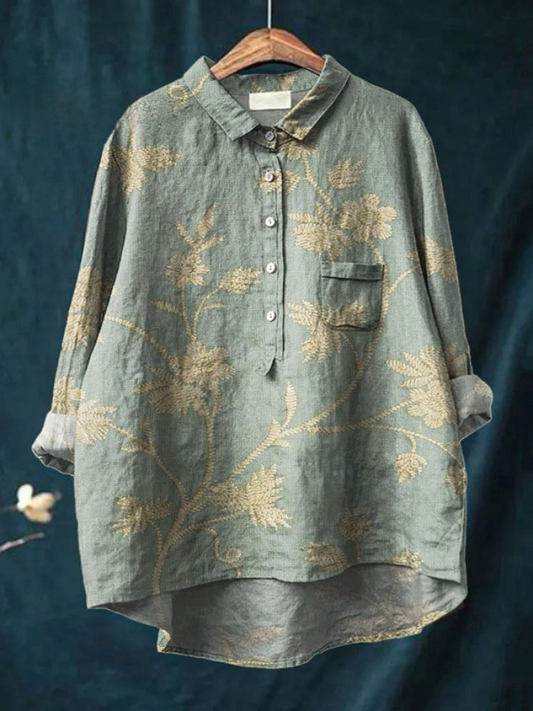 Catalina | Camisa de Lino Estampada